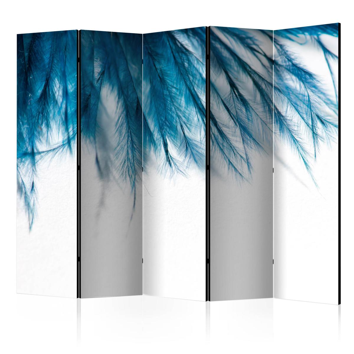 Bimago - Paravent 5 volets - Sapphire Feathers II [Room Dividers] - Décoration, image, art | 225x172 cm | XL - Grand Format | - Cloisons