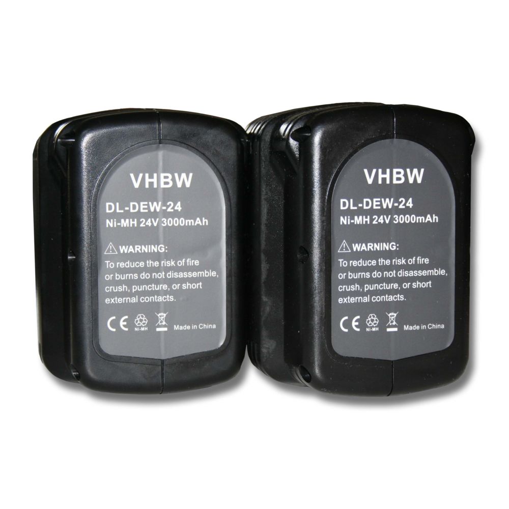 Vhbw - 2x Batterie Ni-MH 3000mAh (24V) vhbw pour outils DW007C2, DW007K, DW007K-2, DW007KH, DW007K-XE comme Dewalt DE0240, DE0240-XJ, DE0241, DE0243. - Clouterie