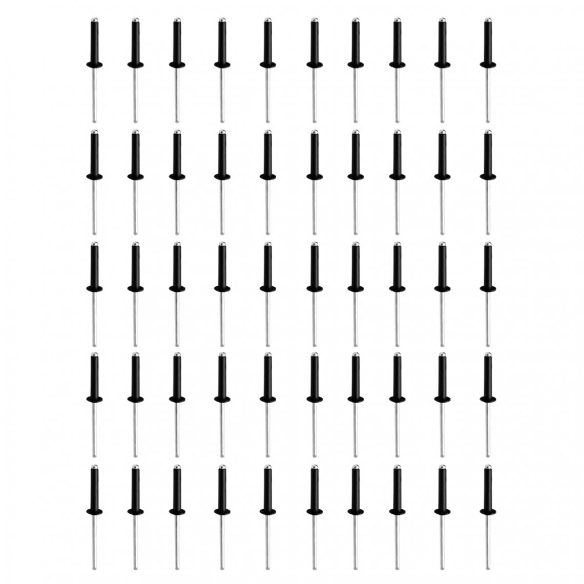 marque generique - rivets pop en aluminium rivets aveugles à tête bombée à tête ouverte noir m3.2x10 (paquet de 50) - Boulonnerie