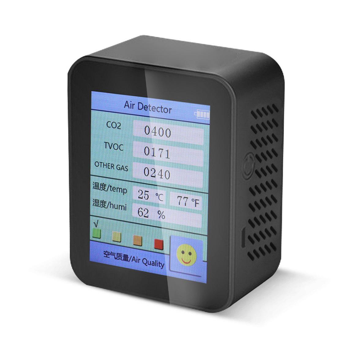 Justgreenbox - Testeur de CO2 pour détecteur de qualité de l'air domestique avec valeur COVT de dioxyde de carbone, Noir - Mesure électronique