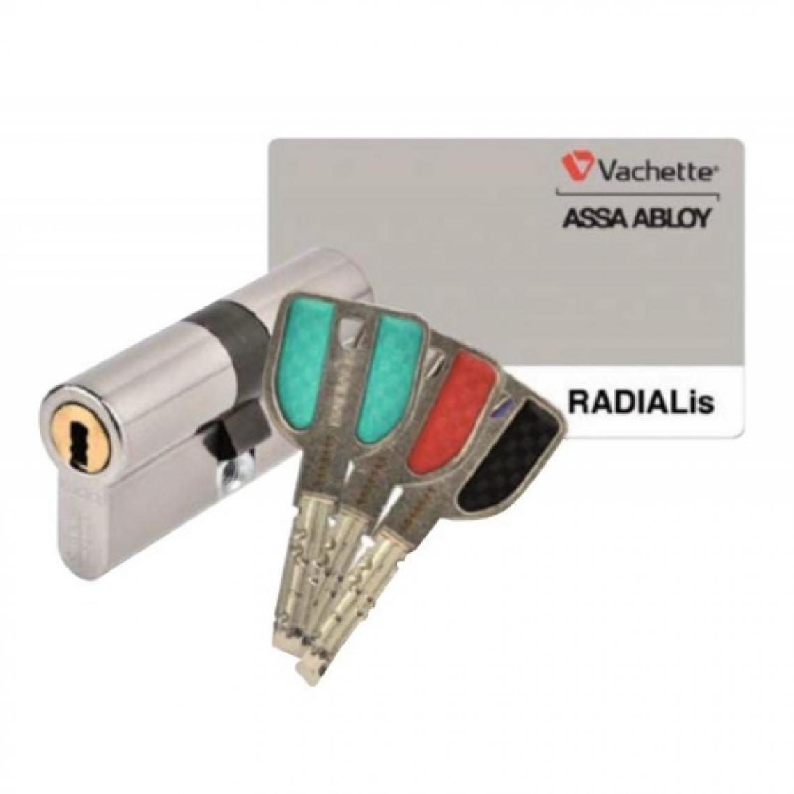 Vachette - Cylindre double breveté type RADIALIS à clé protégée varié 3 clés 42,5 X - Cylindre de porte