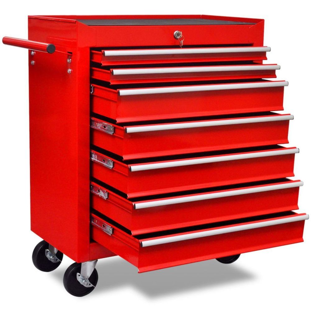 Vidaxl - vidaXL Chariot à outils d'atelier avec 7 tiroirs Rouge - Diable, chariot