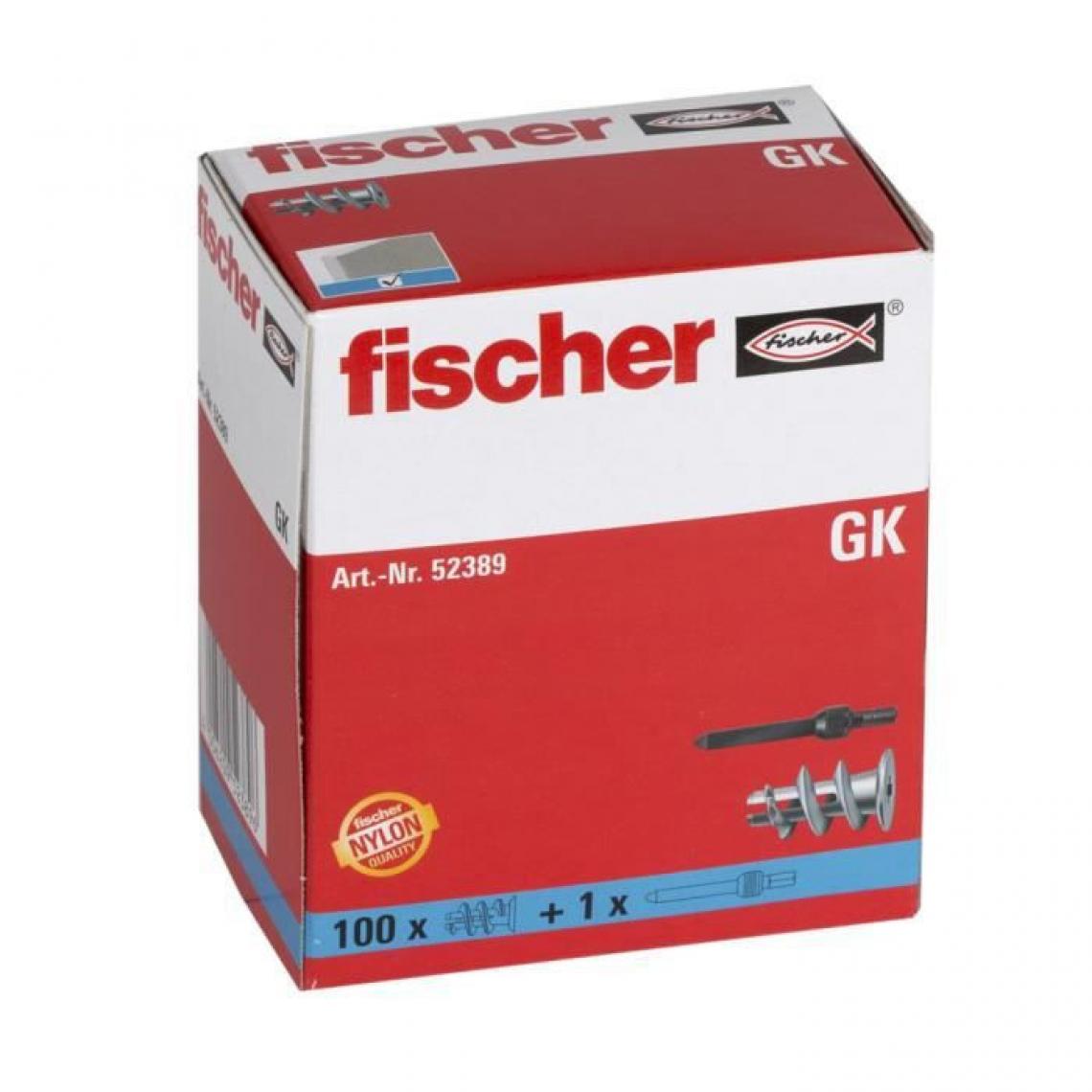 Fischer - FISCHER - Cheville autoperceuse en nylon pour carton plâtre GK - Boîte de 100 - Cheville