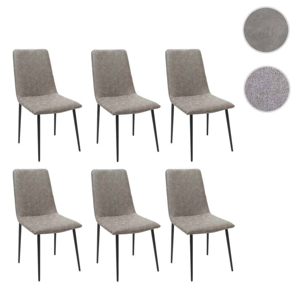Mendler - 6x chaise de salle à manger HWC-F47, chaise de cuisine, vintage ~ tissu/textile, kaki - Chaises