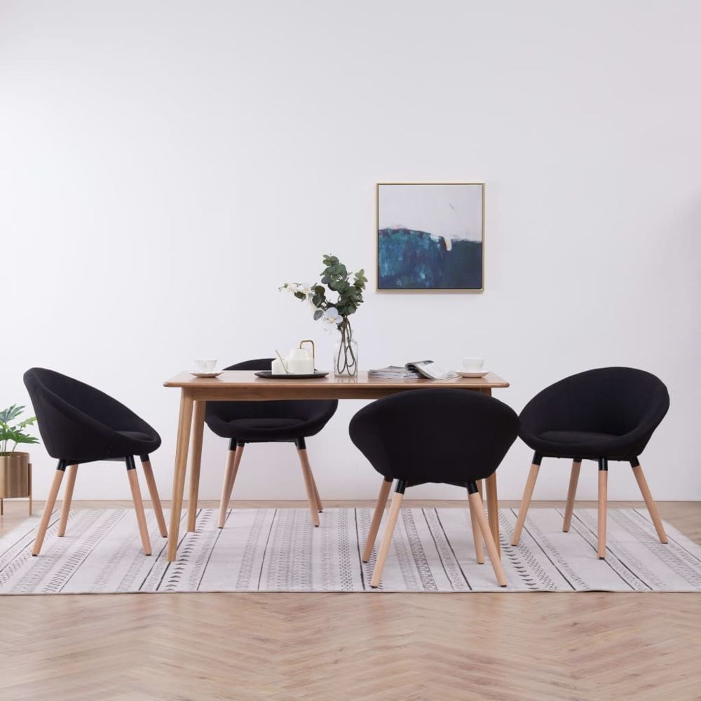 marque generique - Esthetique Fauteuils et chaises serie Andorre-la-Vieille 4 pcs Chaises de salle à manger Noir Tissu - Chaises