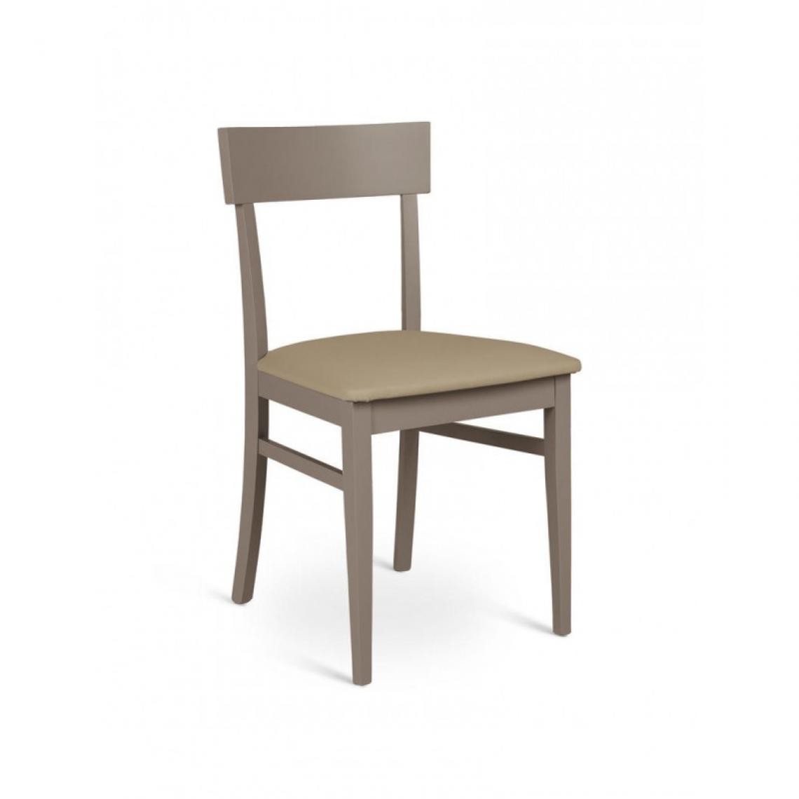 Webmarketpoint - Chaise en bois laqué gris tourterelle avec assise en simili cuir 44x45xh. 82cm - Chaises