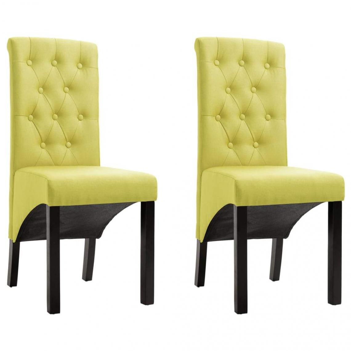 Decoshop26 - Lot de 2 chaises de salle à manger cuisine design intemporel tissu vert CDS021112 - Chaises