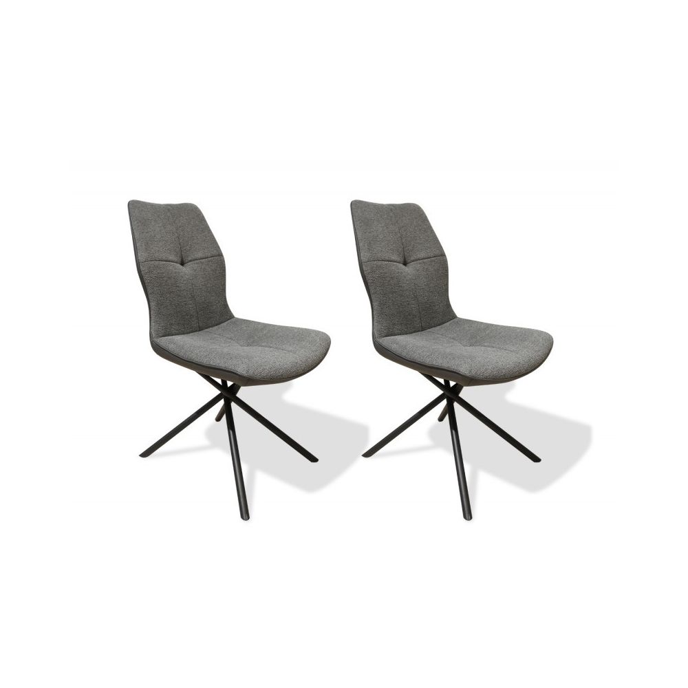 Meubletmoi - Lot de 2 chaises en tissu gris foncé et arrière en simili - MONTAINE - Chaises