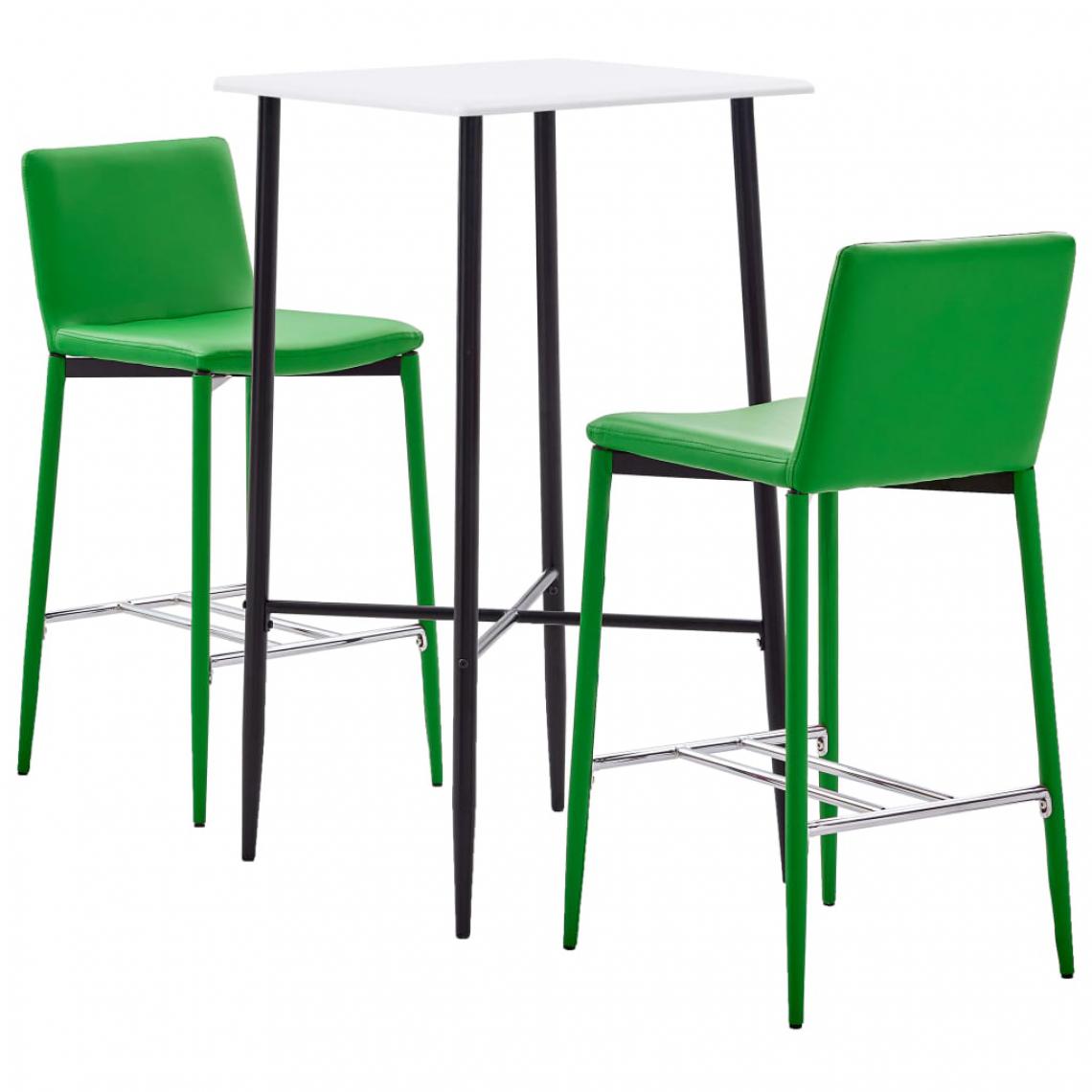 Chunhelife - Ensemble de bar 3 pcs Similicuir Vert - Tables à manger