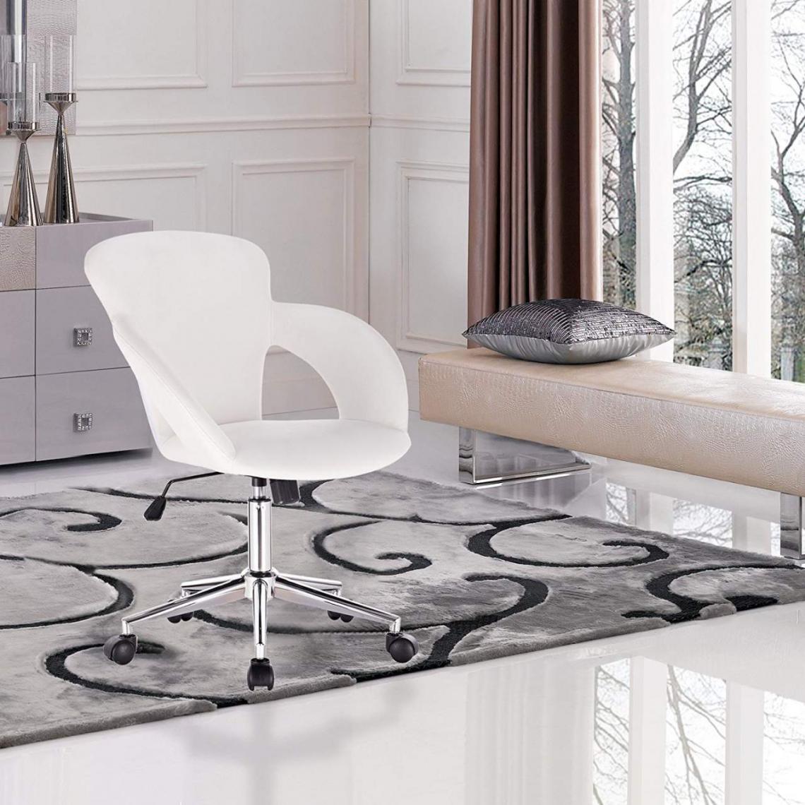 MercatoXL - chaise chaise de bureau de chaise de bureau pivotant imitation de cuir blanc - Tables à manger