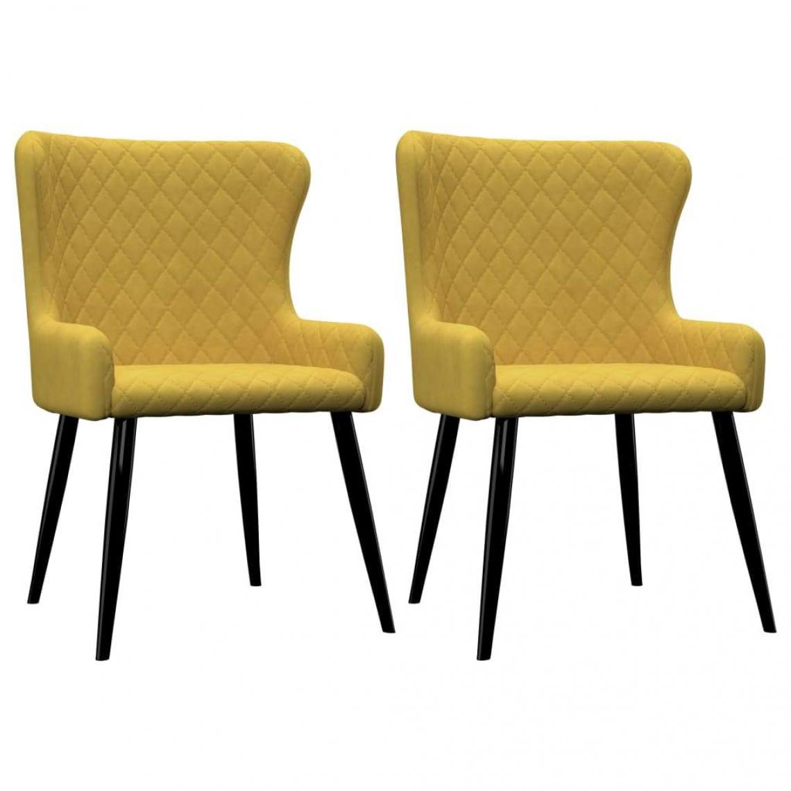 Decoshop26 - Lot de 2 chaises de salle à manger cuisine design moderne en velours jaune CDS020658 - Chaises