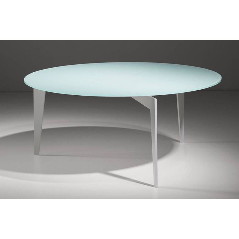 Inside 75 - Table basse ronde MIKY en verre blanc - Tables à manger