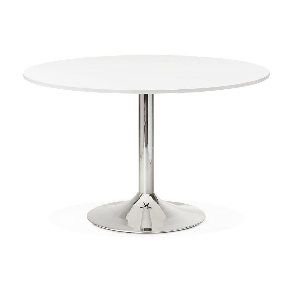 Alterego - Table de bureau/à diner ronde 'SAOPOLO' blanche - Ø 120 cm - Tables à manger