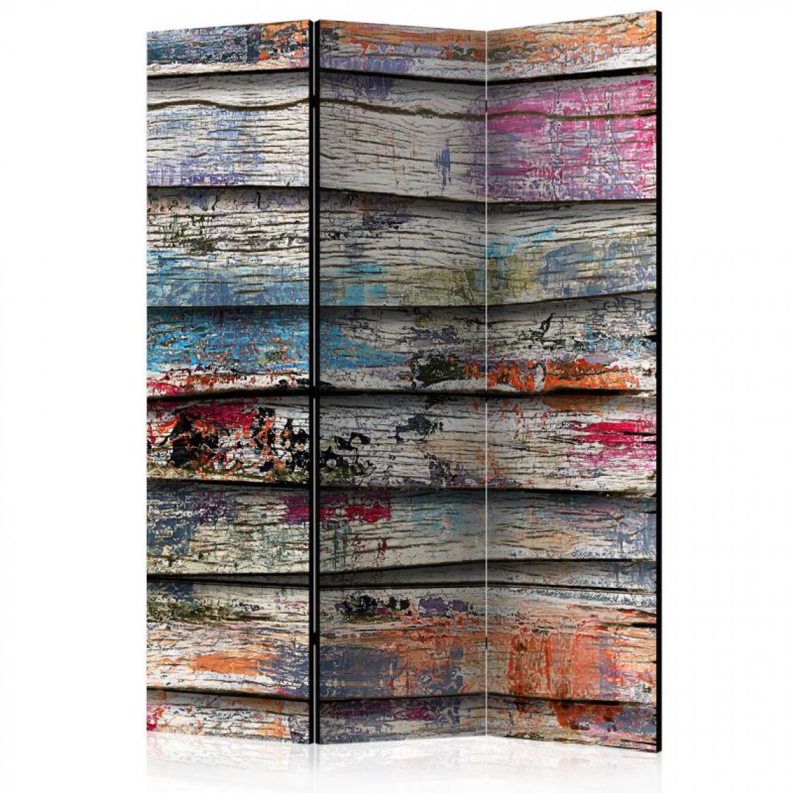 Artgeist - Paravent 3 volets - Colourful Wood [Room Dividers] .Taille : 135x172 - Paravents