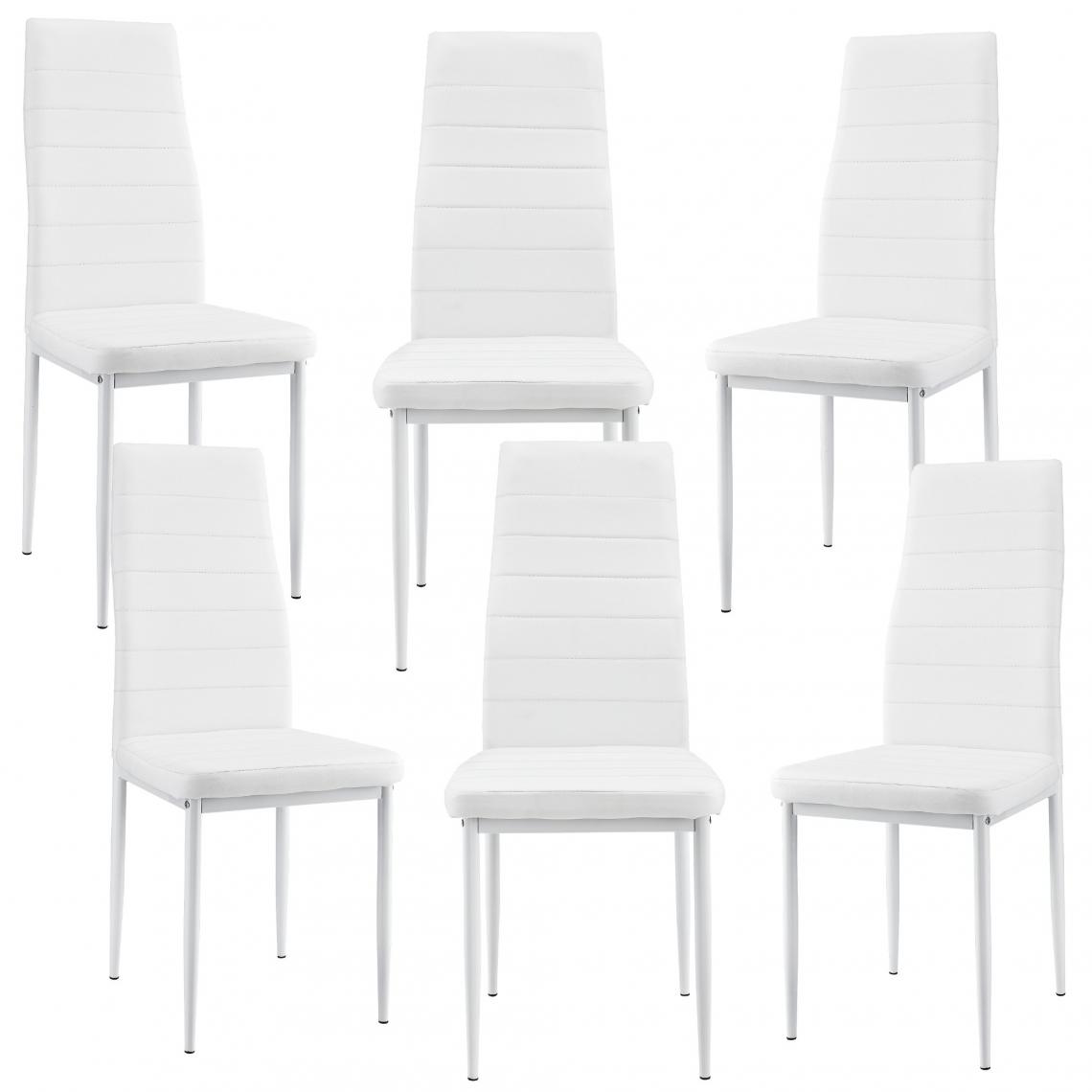 Decoshop26 - 6 x Chaises de salle à manger blanc avec rembourrage cuir synthétique 03_0000285 - Chaises