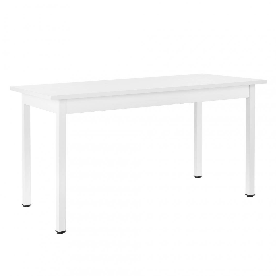 Helloshop26 - Table de salle cuisine bureau MDF placage acier 140 cm blanc 03_0004294 - Tables à manger