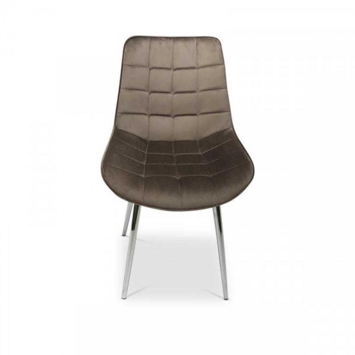 Dansmamaison - Chaise en tissu velours Marron - FATOU - L 53 x l 54 x H 85 cm - Chaises