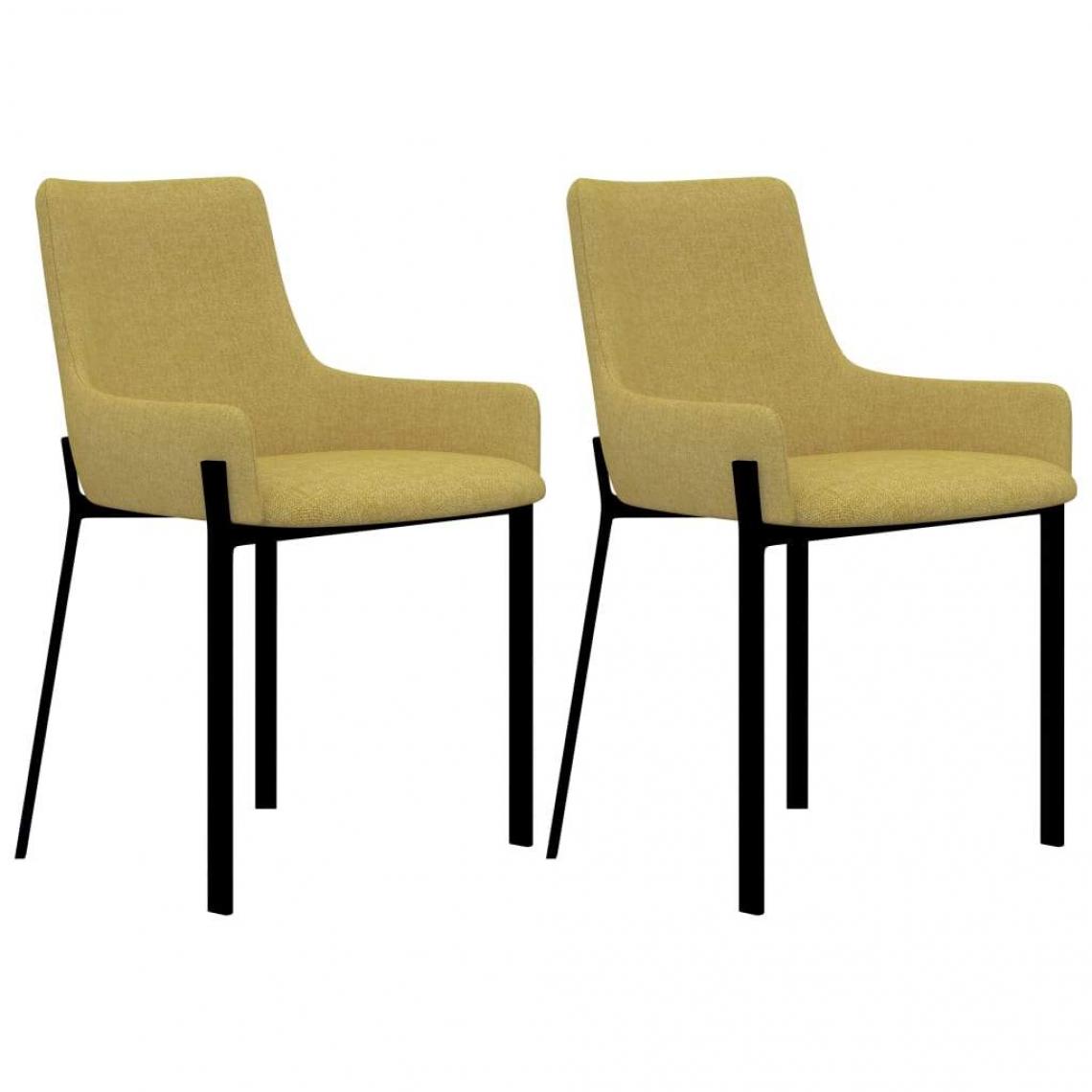 Decoshop26 - Lot de 2 chaises de salle à manger cuisine design moderne tissu jaune CDS020646 - Chaises