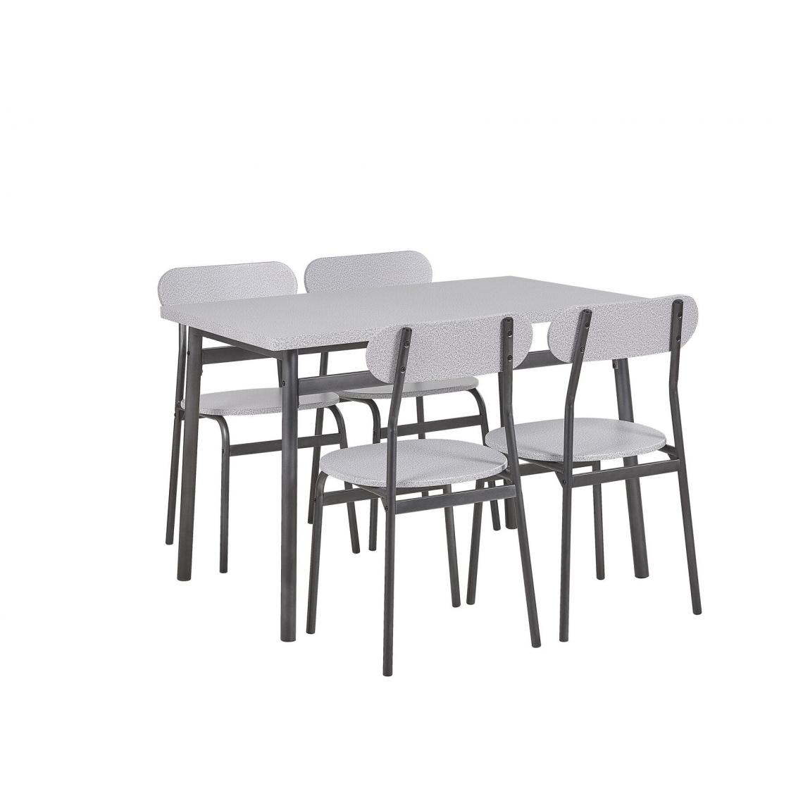 Beliani - Ensemble de salle à manger gris clair et noir 4 places VELDEN - blanc - Tables à manger