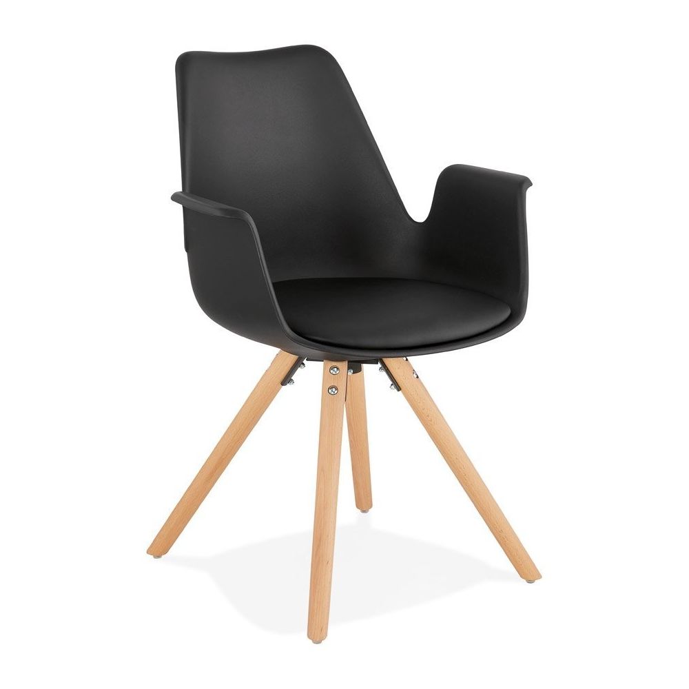 Alterego - Chaise avec accoudoirs 'ZALIK' noire style scandinave - Chaises