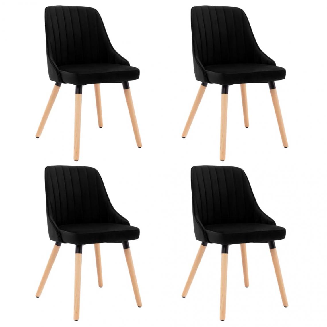 Decoshop26 - Lot de 4 chaises de salle à manger cuisine style scandinave en velours noir pieds en bois CDS021861 - Chaises
