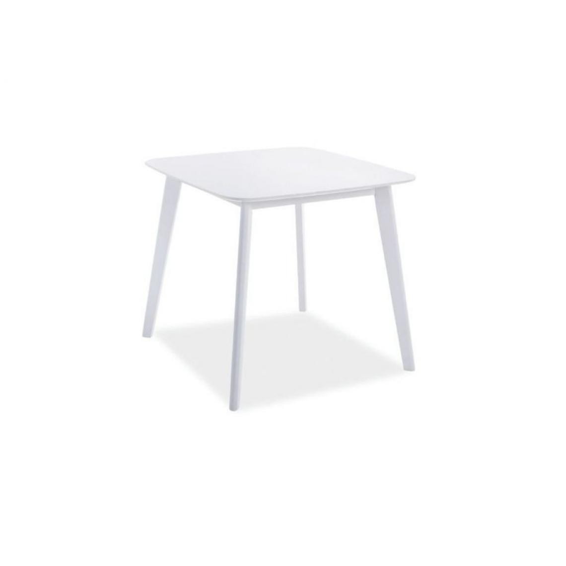 Hucoco - SIGLA - Petite table carrée salle à manger salon - 80x80x75 cm - Pieds en bois - Plateau en bois MDF - Table fixe - Blanc - Tables à manger