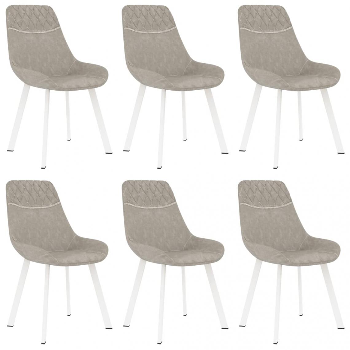 Decoshop26 - Lot de 6 chaises de salle à manger cuisine design moderne similicuir gris clair CDS022400 - Chaises