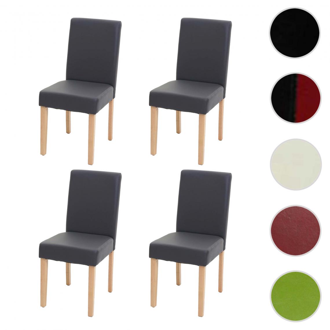 Mendler - 4x chaise de salle à manger chaise de cuisine Littau ~ simili cuir, gris mat, pieds clairs - Chaises