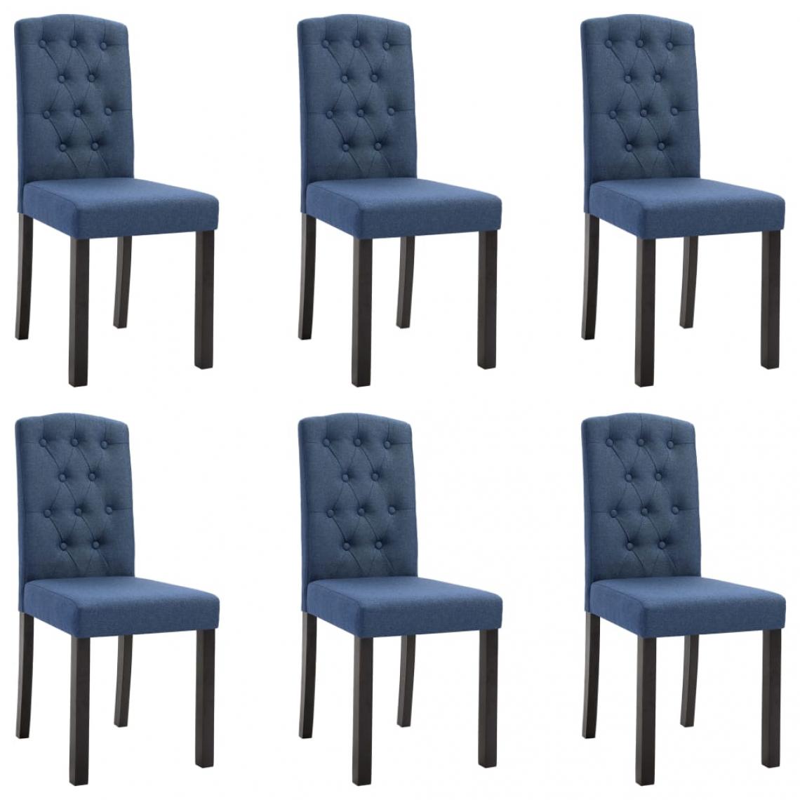 Decoshop26 - Lot de 6 chaises de salle à manger cuisine design moderne tissu bleu CDS022209 - Chaises