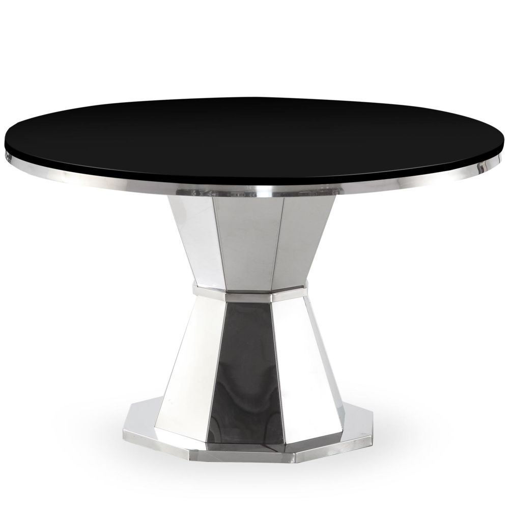 MENZZO - Table ronde Yvone Verre Noir - Tables à manger