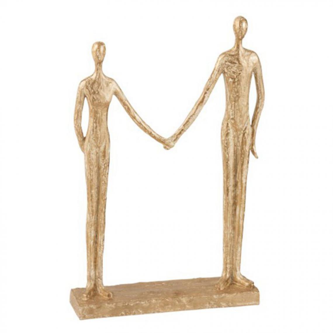 Paris Prix - Statuette Déco Couple Main dans la Main 38cm Or - Statues