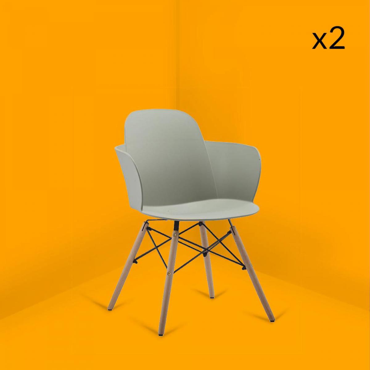 Concept Usine - Amélia - Lot de 2 chaises scandinaves gris - Chaises