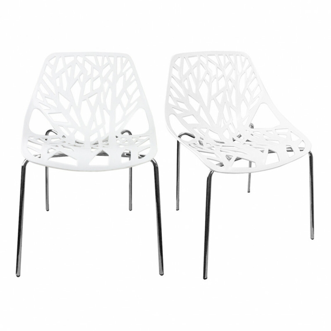 Meubletmoi - Lot 2 chaises blanches empilables avec piètement métal chromé - NOVA - Chaises