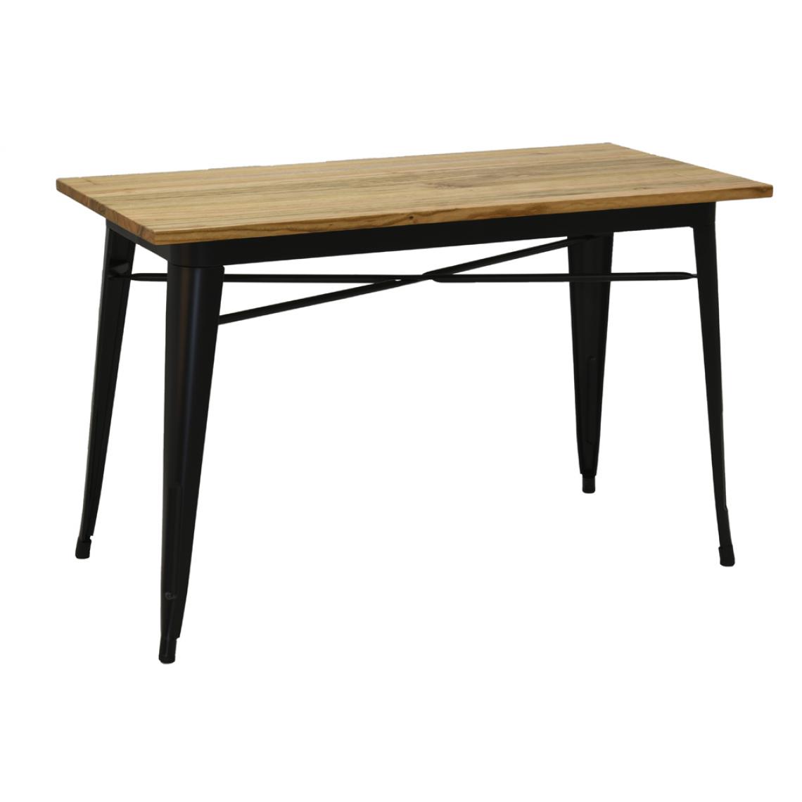 Aubry Gaspard - Table industrielle en métal et bois d'orme huilé - Tables à manger