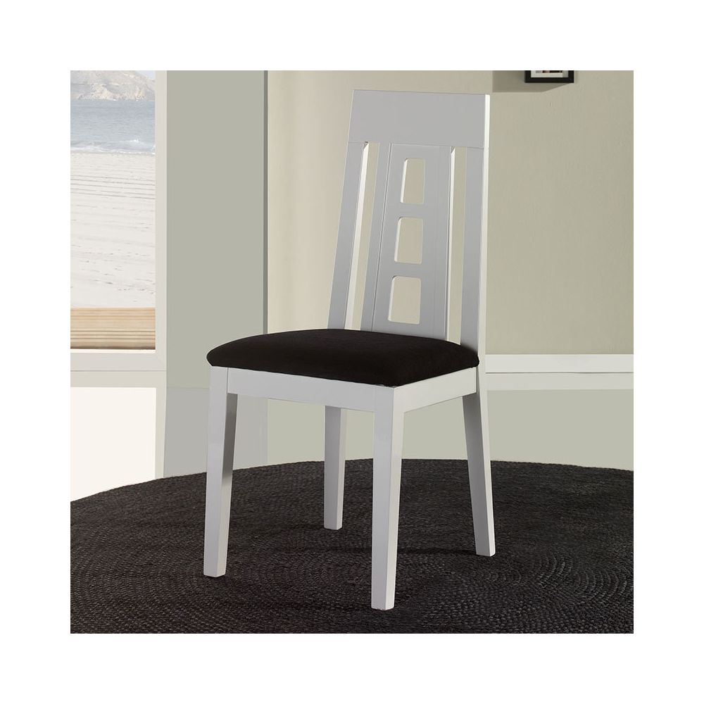 Nouvomeuble - Chaise en bois clair avec coussin noir PAPEL (lot de 2) - Chaises