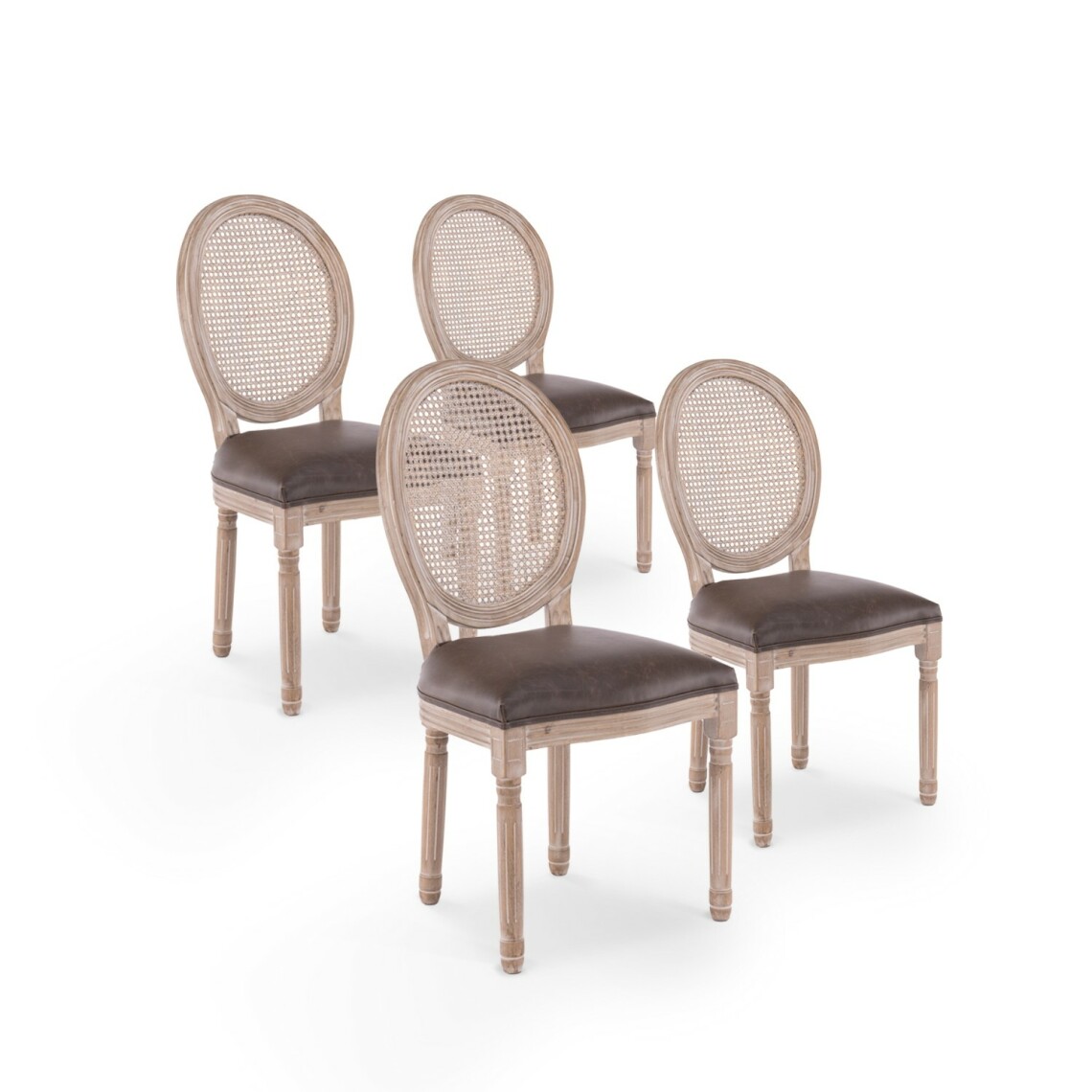 marque generique - Lot de 4 chaises médaillon Louis XVI Cannage Rotin vintage - Chaises