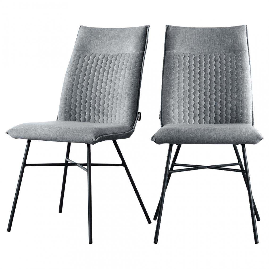 Selsey - Lot de 2 chaises - CARLYN - matelassées - gris - pieds en métal - Chaises