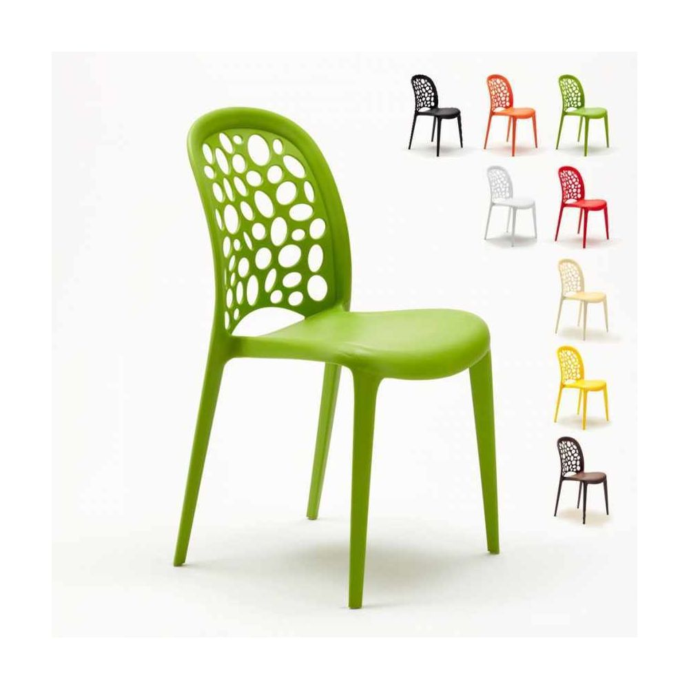 Ahd Amazing Home Design - Chaise salle à manger café bar restaurant jardin polypropylène empilable Design WEDDING Holes Messina, Couleur: Vert - Chaises