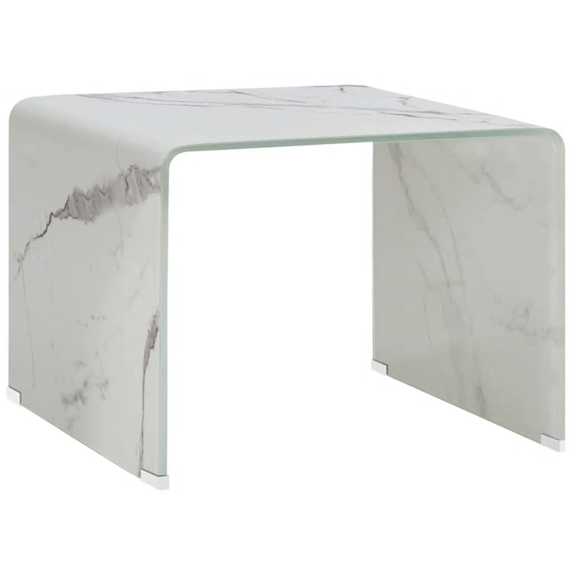 Vidaxl - vidaXL Table basse Blanc Marbre 50 x 50 x 45 cm Verre trempé - Tables à manger