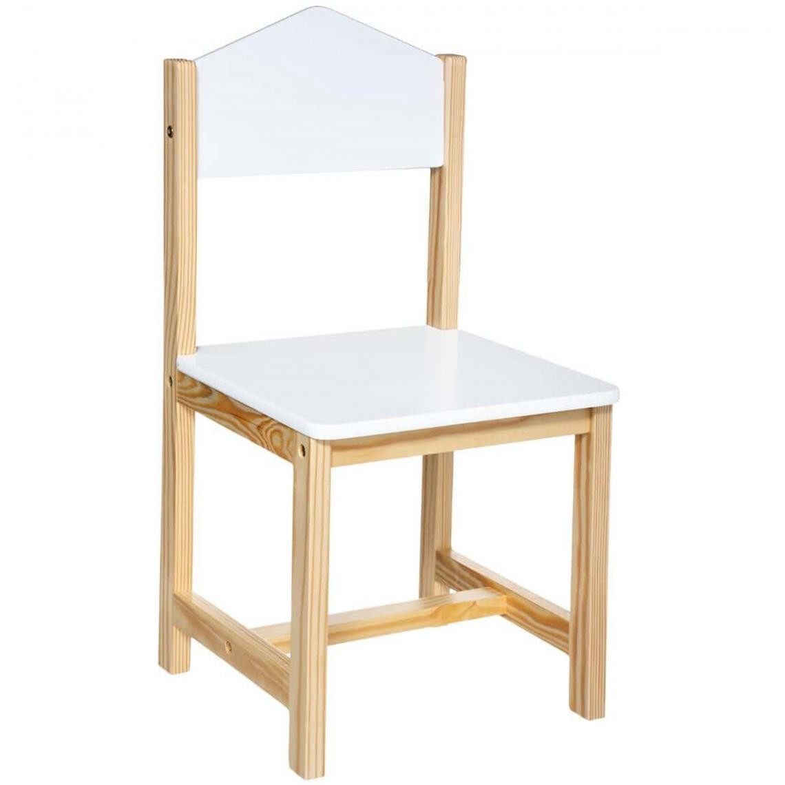Pegane - Chaise enfant coloris blanc/naturel - Longueur 28,5 x Profondeur 29 x Hauteur 59 cm - Chaises