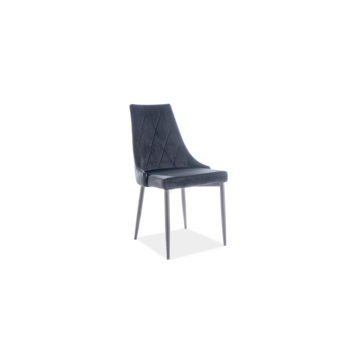 Ac-Deco - Chaise en velours - L 46 x l 46 x H 88 cm - Noir - Chaises