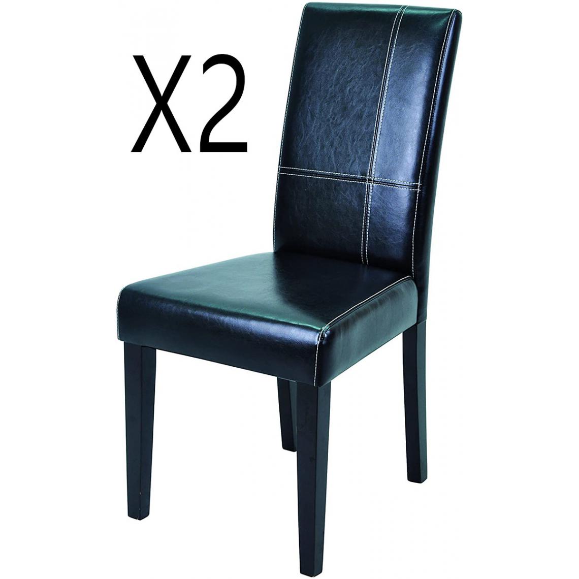 Pegane - Lot de 2 chaises coloris noir mat - 45 x 55.5 x 94 cm -PEGANE- - Chaises