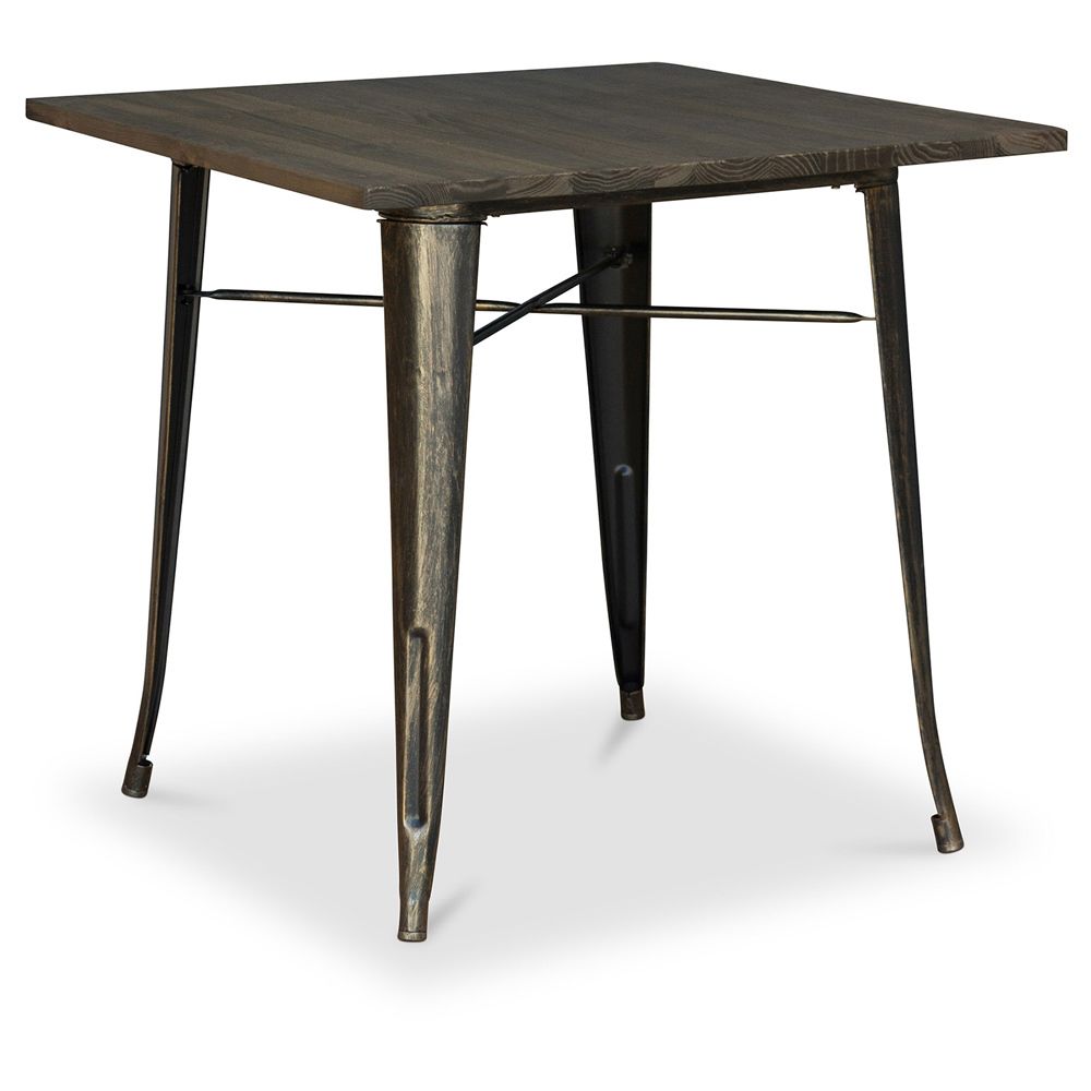 Privatefloor - Table Tolix Pauchard Style - 80cm - Métal et Bois - Tables à manger