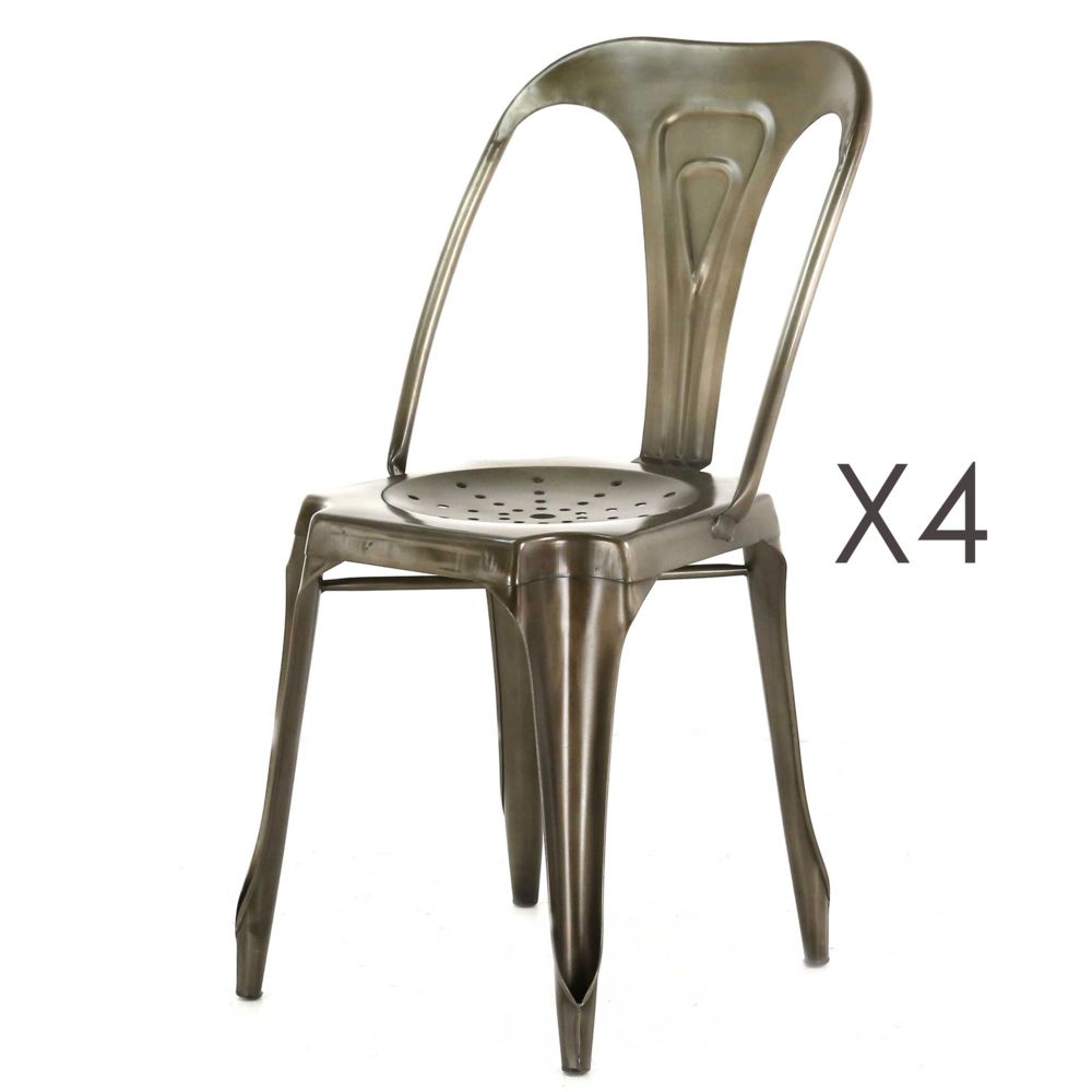 marque generique - Lot de 4 chaises métal vieilli - TALY - Chaises