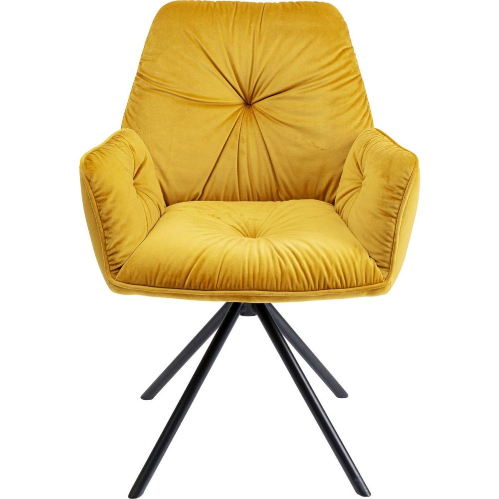 Karedesign - Chaise avec accoudoirs Mila velours jaune Kare Design - Chaises