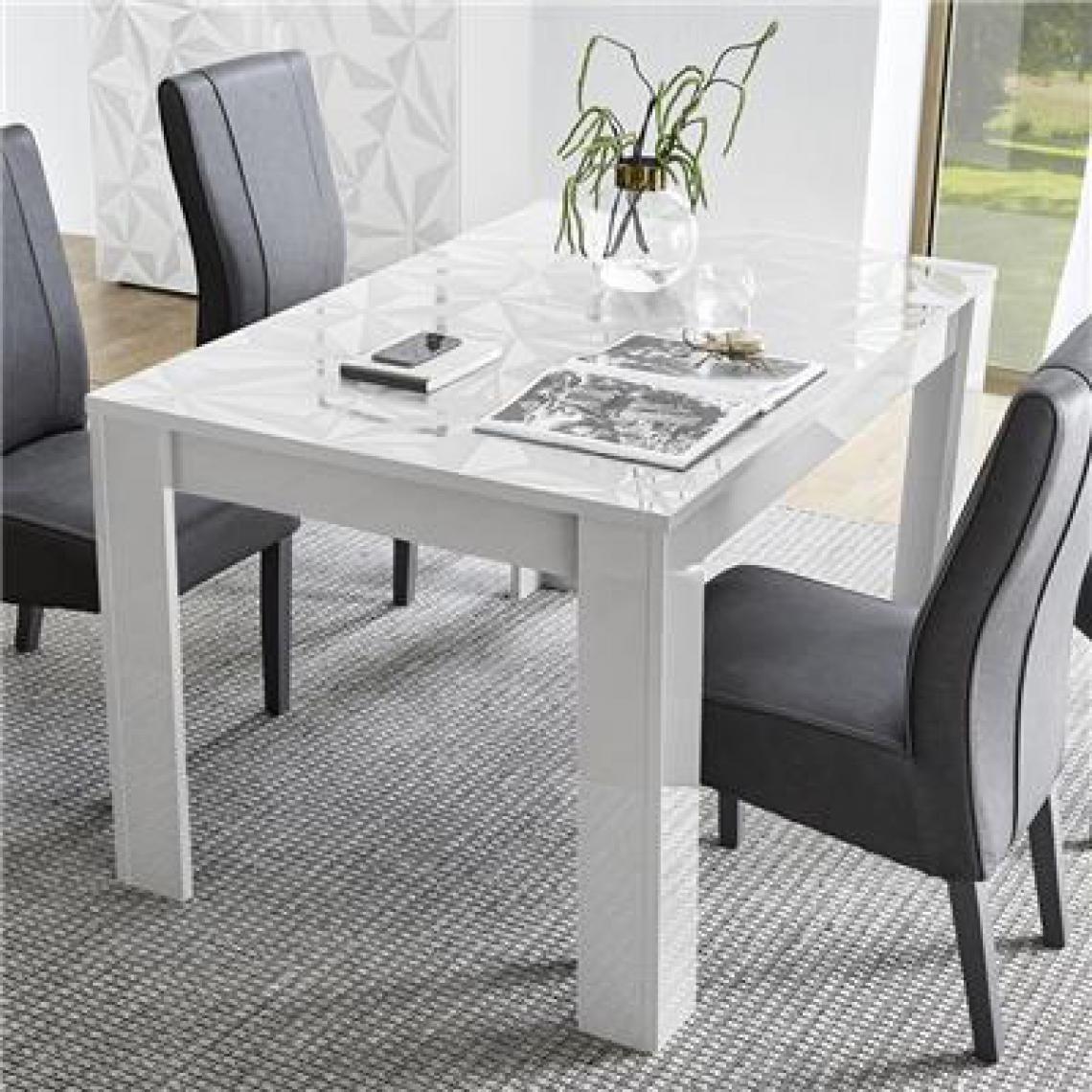 Nouvomeuble - Table à manger extensible blanc laqué design PAOLO - Tables à manger