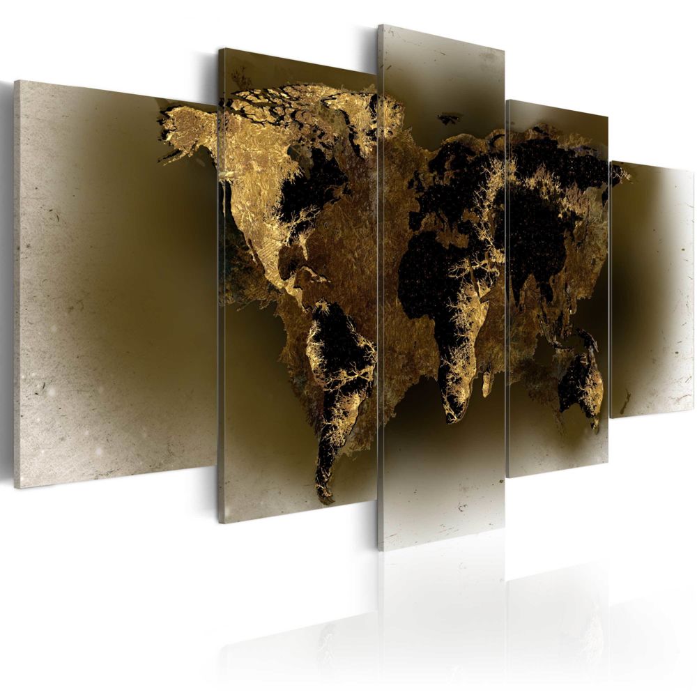 Bimago - Tableau - Brass continents - Décoration, image, art | Cartes du monde | - Tableaux, peintures