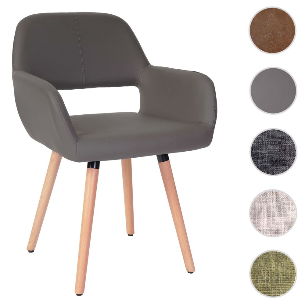 Mendler - Chaise de salle à manger HWC-A50 II, fauteuil, design rétro des années 50 ~ similicuir, gris - Chaises