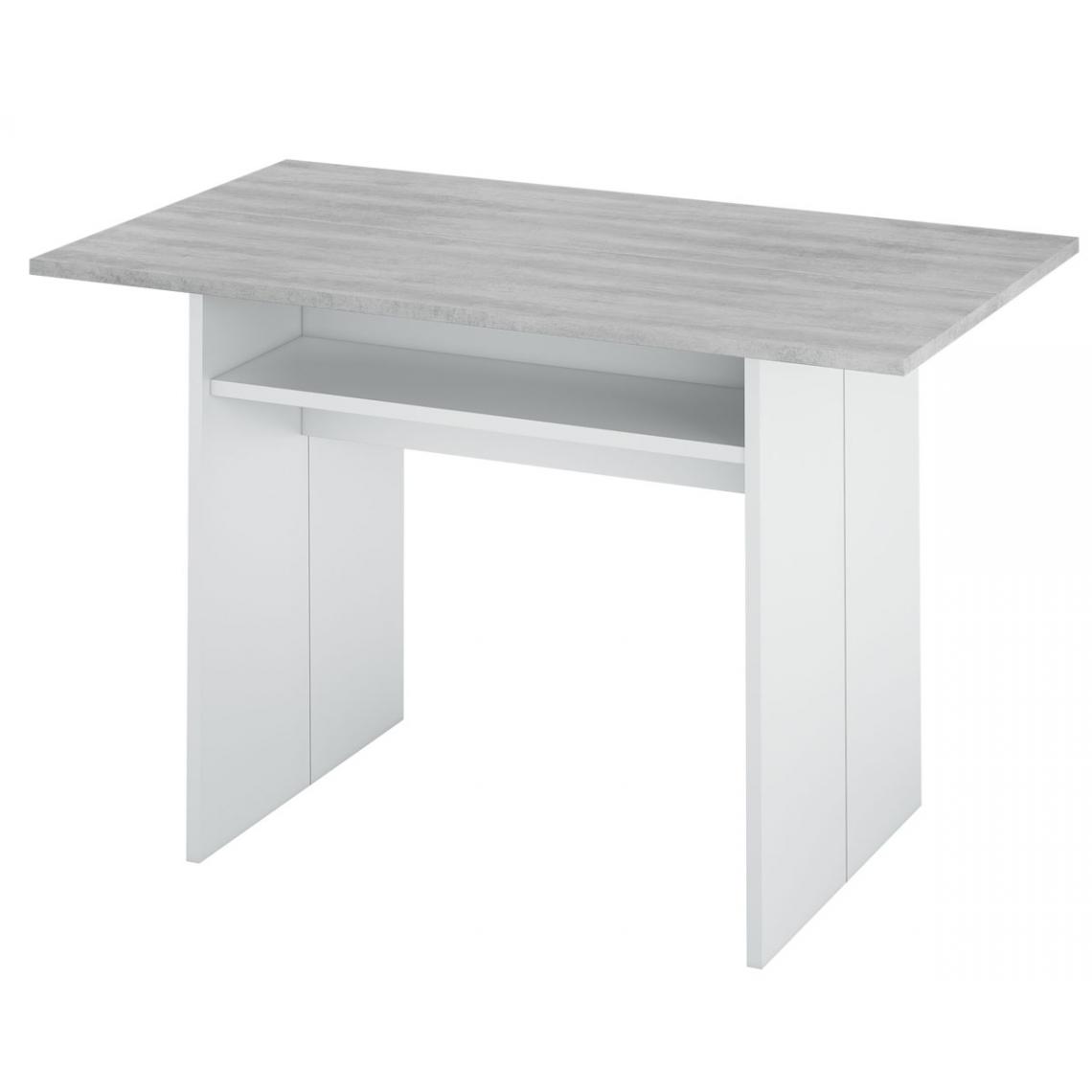 Pegane - Table escamotable, blanc artic/béton - Dim : 75 x 120 x 35 cm -PEGANE- - Tables à manger