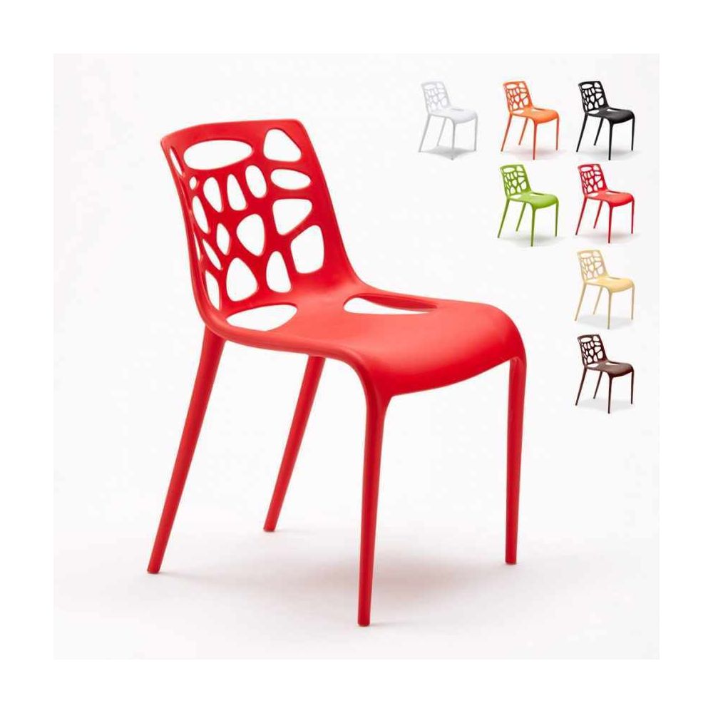 Ahd Amazing Home Design - Chaise en polypropylène anti-uv design moderne Gelateria salle à manger et bar café Connubia, Couleur: Rouge - Chaises